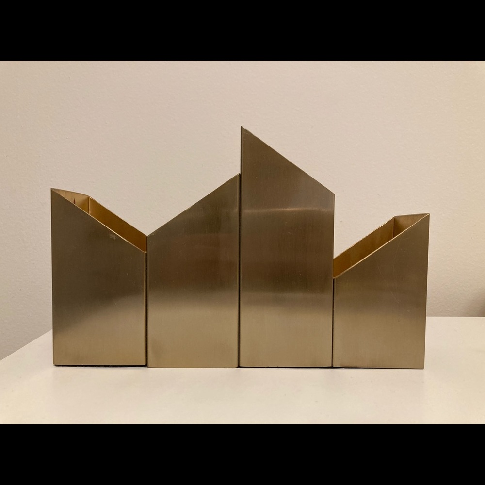 Nate Berkus gold asymmetrical desktop organizer